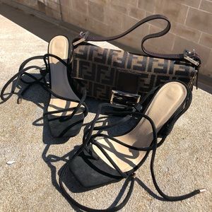 FENDI BROWN ZUCCA BAGUETTE PURSE